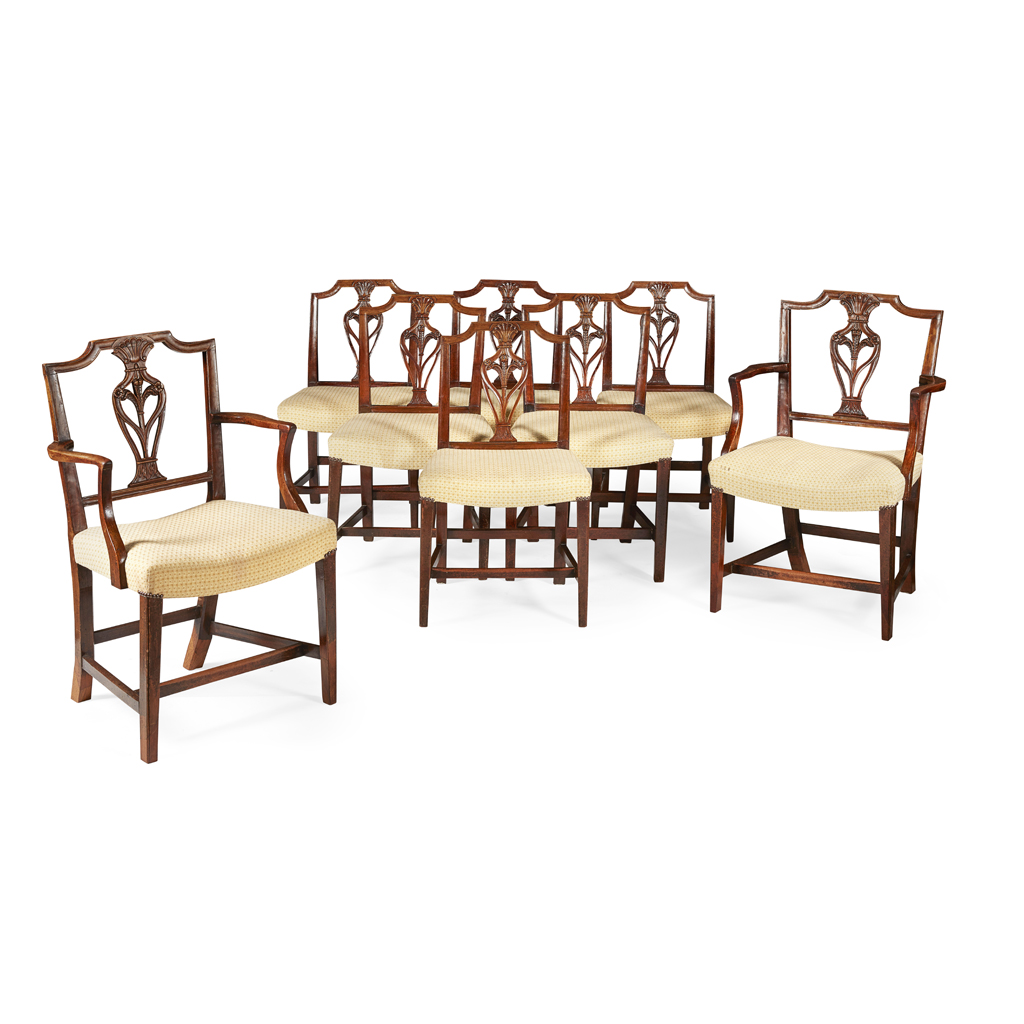 Appraisal: SET OF EIGHT LATE GEORGE III STYLE MAHOGANY DINING CHAIRS