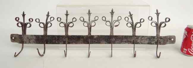 Appraisal: Iron hook rack '' W