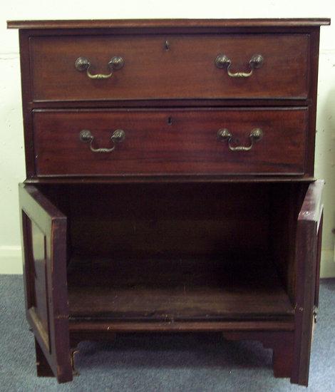 Appraisal: A mahogany chest of two drawers with cupboard under cm