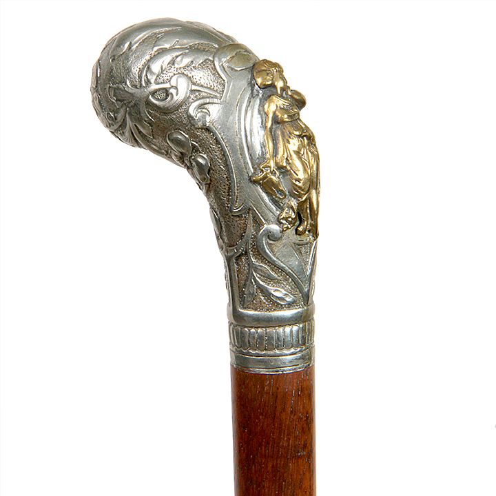 Appraisal: Pewter Dress Cane Ca - A high relief handle with