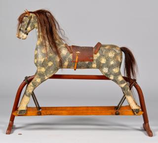 Appraisal: Painted Child's Rocking Horse on Stand Patent Late th century