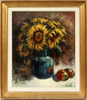 Appraisal: F JOWITZ OIL ON CANVAS STILL LIFE OF SUN FLOWERS