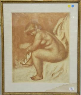 Appraisal: Pierre-Auguste Renoir French - reproduction colored lithograph Nude in Sepia