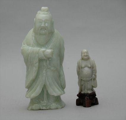 Appraisal: Two Faux Jade Kwan-Yin Figures