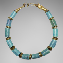 Appraisal: Doyle Lane NECKLACE glazed earthenware brass cording l in cm