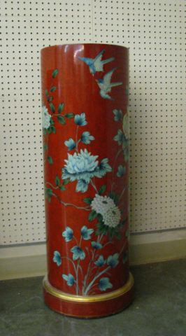 Appraisal: Oriental floral decorated hollow pedestal inches high inches diameter with