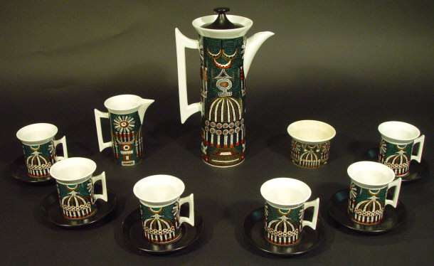 Appraisal: Portmeirion Magic City patterned six place coffee service comprising a