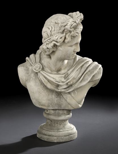 Appraisal: Italian Cast-Stone Bust of the Apollo Belvedere modeled after the