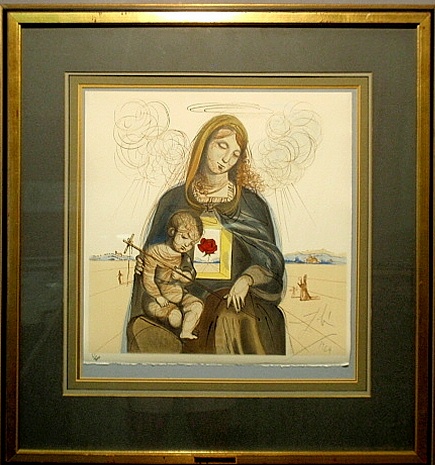 Appraisal: - Large Salvador Dali lithograph Mystical Rose Madonna signed and