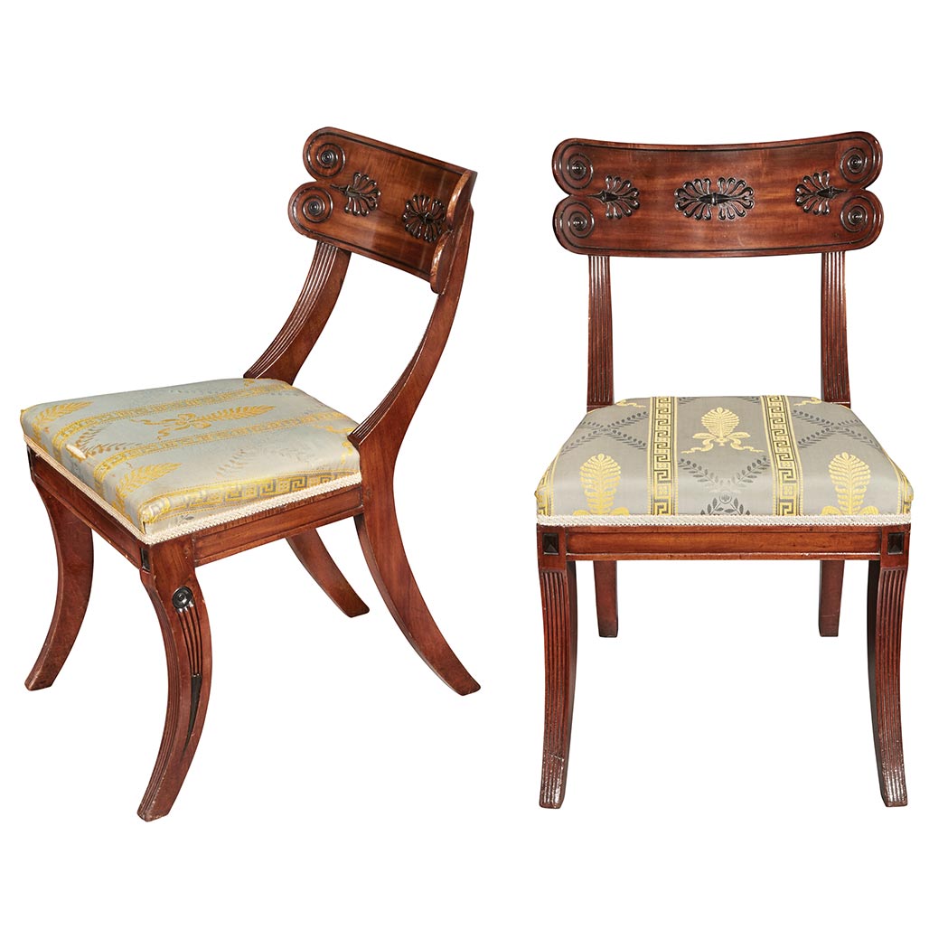 Appraisal: Pair of Regency Mahogany and Part Ebonized Klismos Chairs In