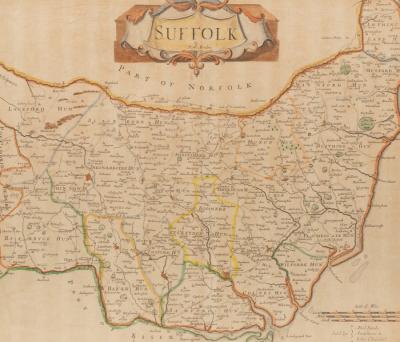 Appraisal: Robert Morden Map of Suffolk hand coloured engraving cm x