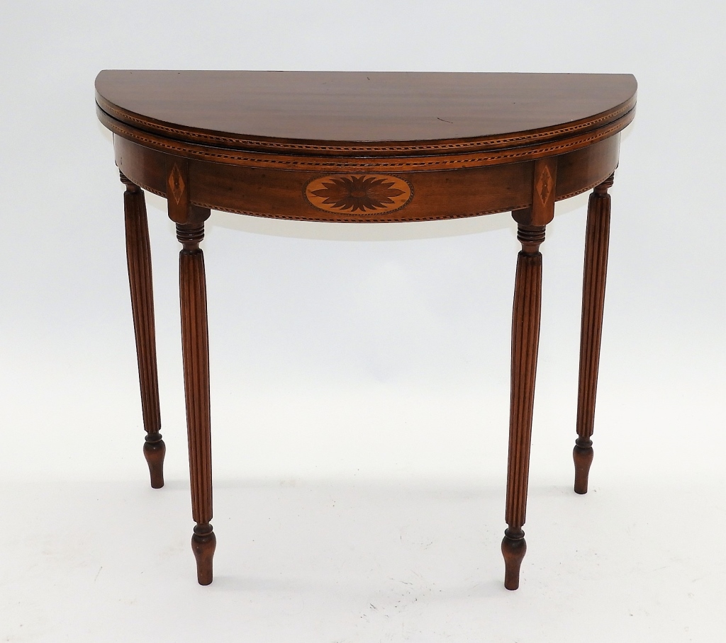 Appraisal: AMERICAN FEDERAL STYLE MAHOGANY GAME TABLE Massachusetts Circa Checkered banded