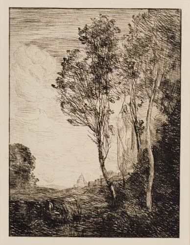 Appraisal: JEAN-BAPTISTE-CAMILLE COROT Souvenir d'Italie Etching and drypoint on cream laid