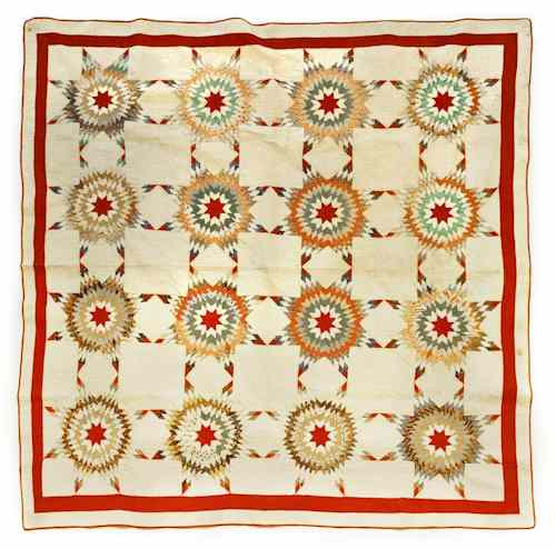 Appraisal: Star variant patchwork quilt signed Maggie A Stems x