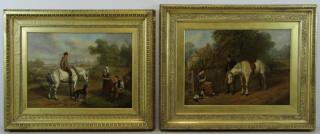 Appraisal: HEBERTE Edward B Pair of Oils on Canvas English Country