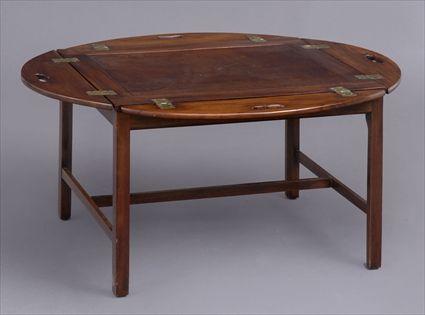 Appraisal: GEORGE III MAHOGANY BUTLER'S TRAY ON STAND The paneled top