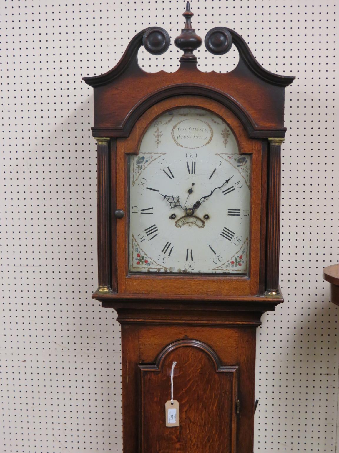 Appraisal: A George III oak -day longcase clock in painted arched