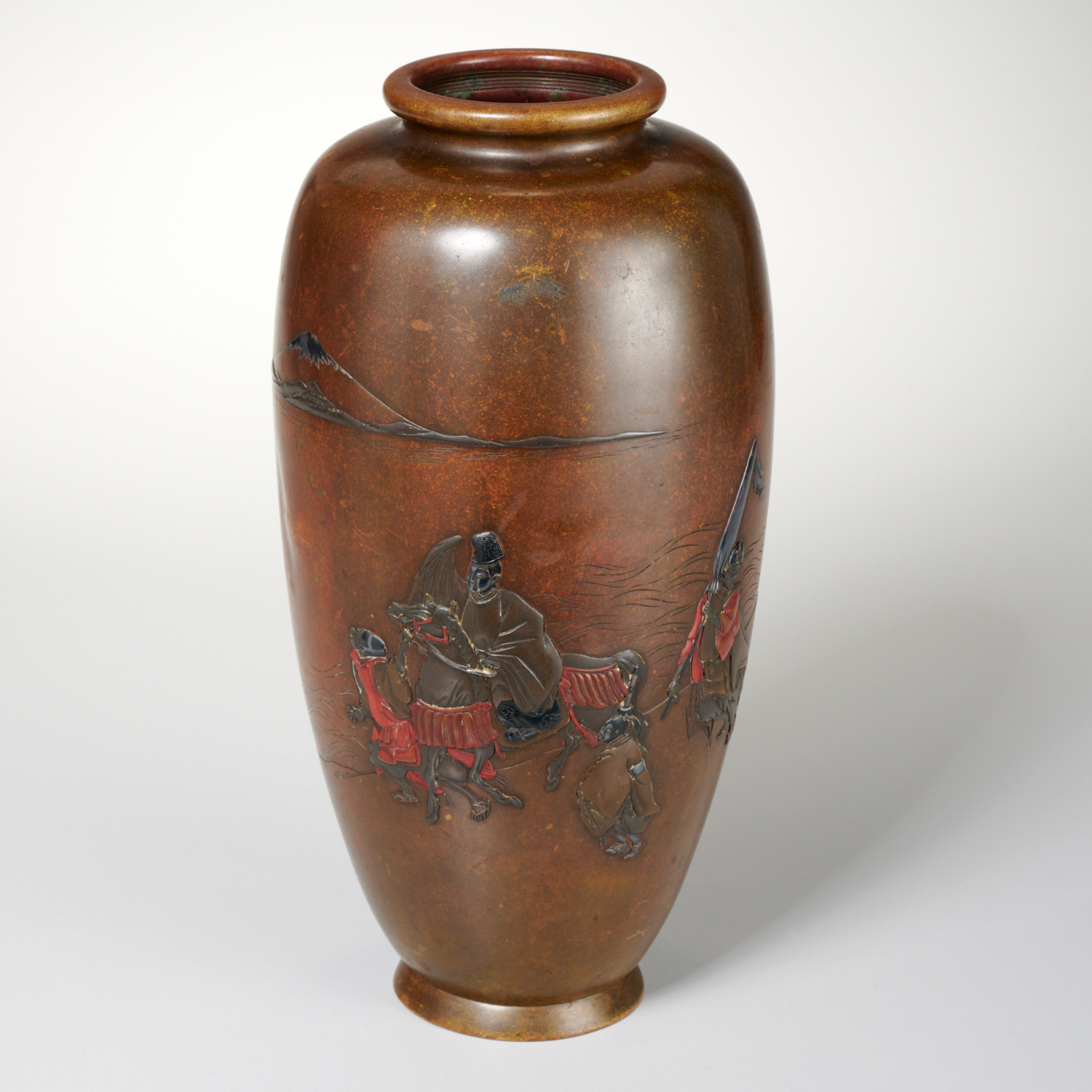 Appraisal: JAPANESE MEIJI STYLE BRONZE VASE th th c decorated with