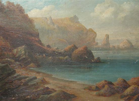 Appraisal: th century seascape oil on canvas unsigned h w in