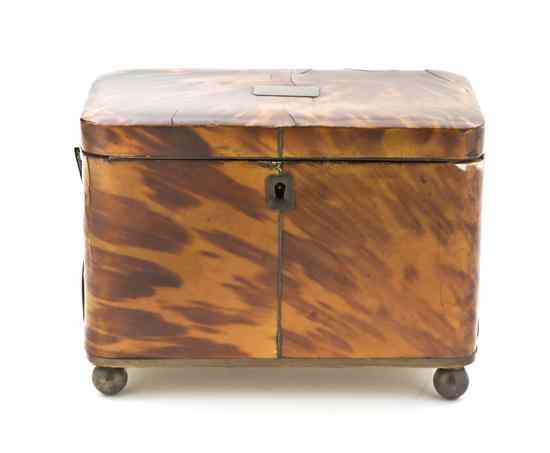 Appraisal: A Regency Tortoise Shell Tea Caddy of rectangular form having