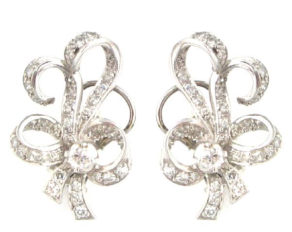 Appraisal: A pair of diamond and platinum scroll earrings estimated total