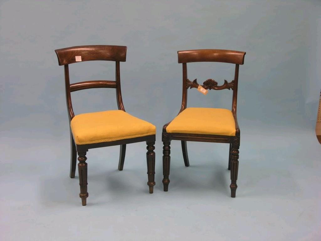 Appraisal: A matched set of six George IV mahogany dining chairs