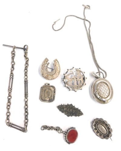 Appraisal: A group of Victorian silver jewellery comprising bar brooches lockets