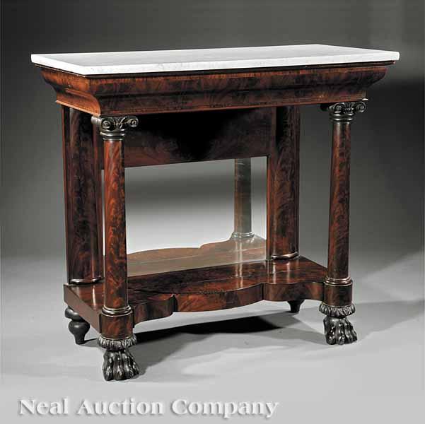 Appraisal: An American Classical Carved Mahogany and Rosewood Banded Pier Table