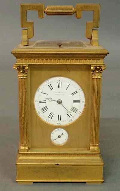 Appraisal: French brass carriage clock th c retailed by J E