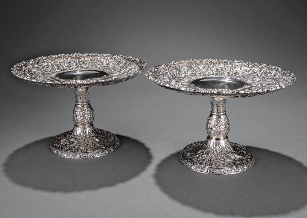 Appraisal: Pair of Tiffany Co Makers Sterling Silver Repousse Tazzas -