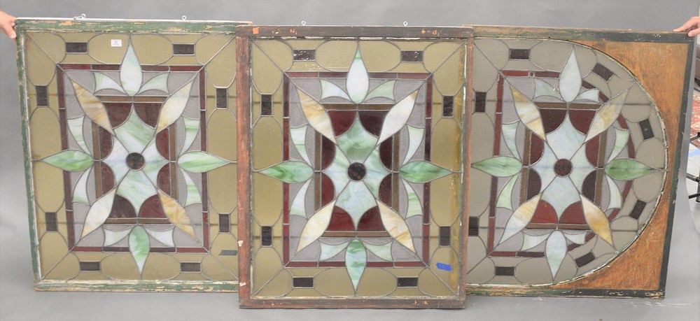 Appraisal: Set of Three Stained Glass Windows to include a pair