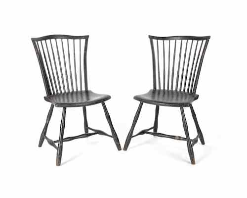 Appraisal: Pair of Pennsylvania painted rodback Windsor chairs ca