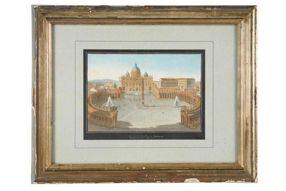 Appraisal: ITALIAN PIAZZAgouache on paper Italian school annotated top left verso