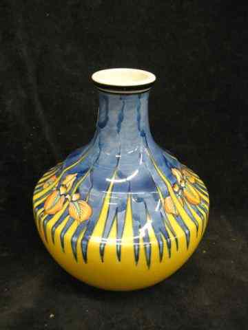 Appraisal: Kinkozan Japanese Pottery Vase floral on blue yellow signed ''