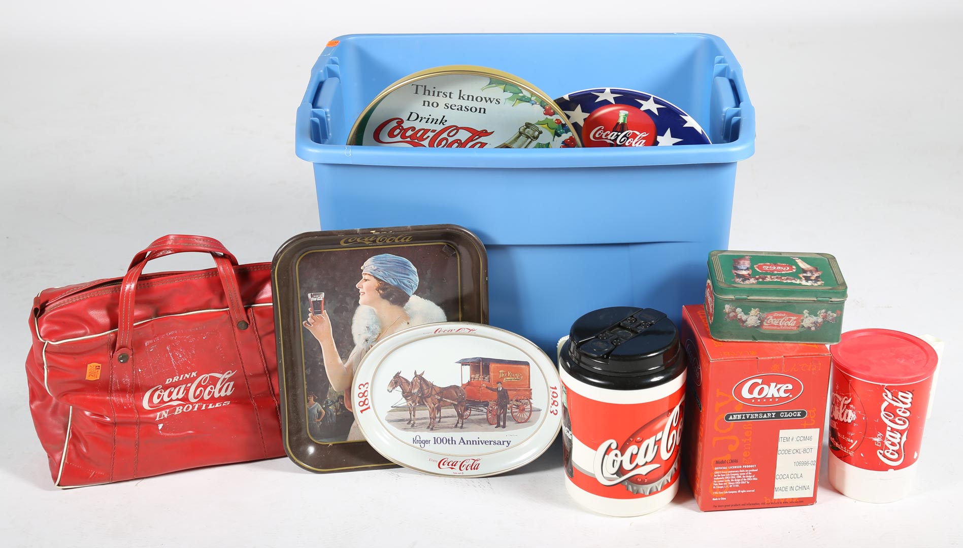 Appraisal: Plastic tote of Coca-Cola collectibles Undernumber