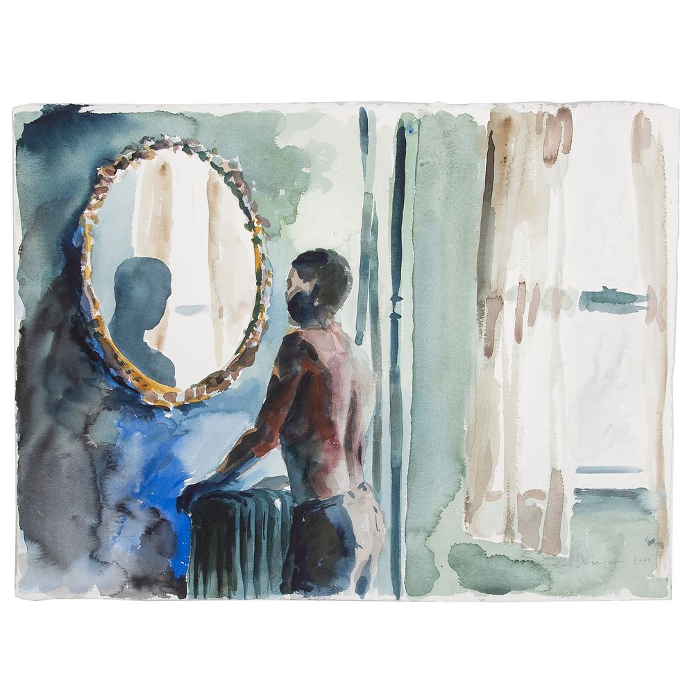 Appraisal: Douglas Johnson Man In The Mirror American th century Watercolor