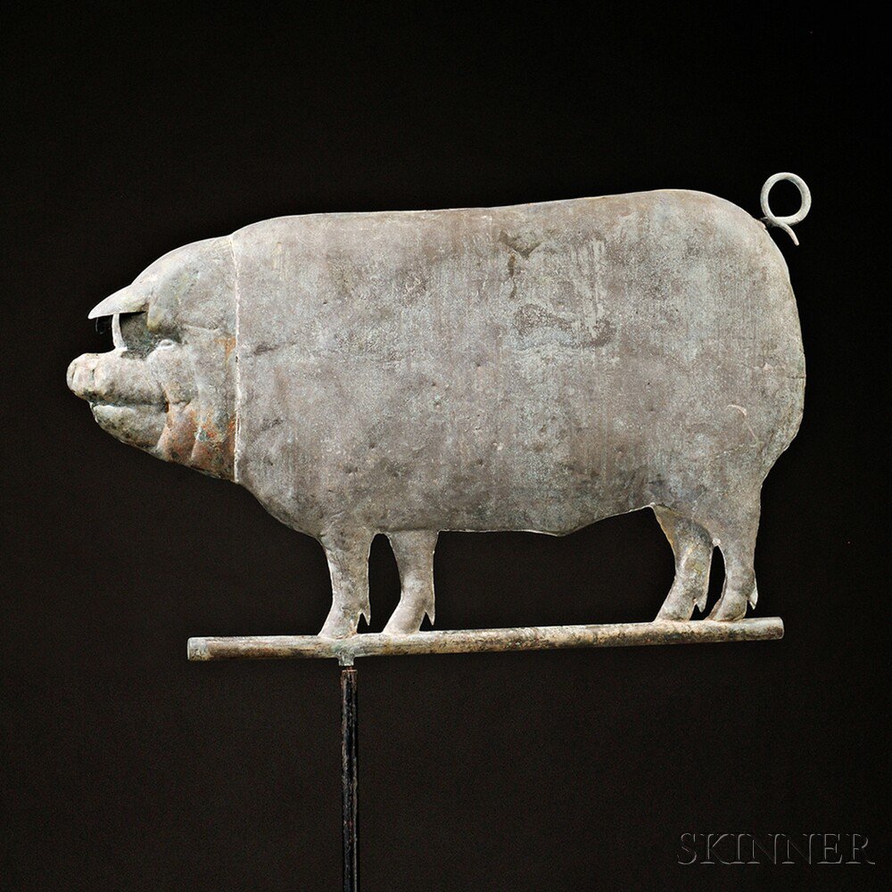 Appraisal: Molded Copper Pig Weather Vane America late th early th