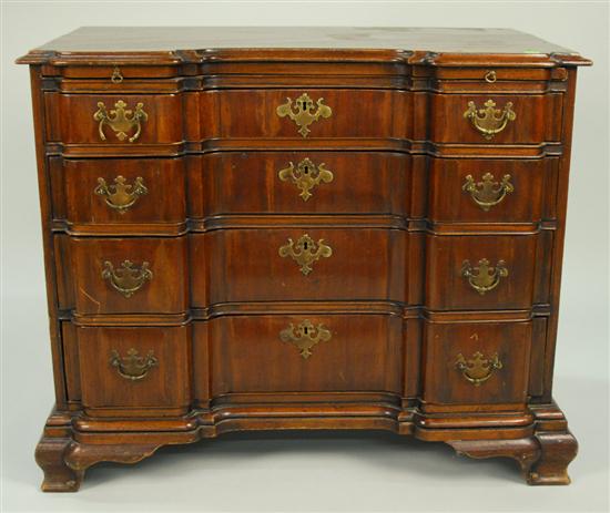 Appraisal: CHIPPENDALE STYLE MAHOGANY BLOCK FRONT CHEST OF DRAWERS th th