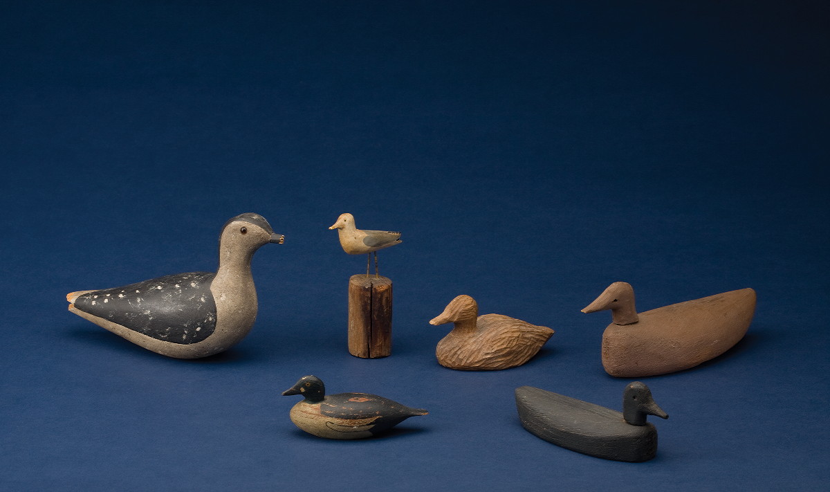 Appraisal: SIX CARVED AND PAINTED MINIATURE AND DECORATIVE WATERFOWL CARVINGS Including