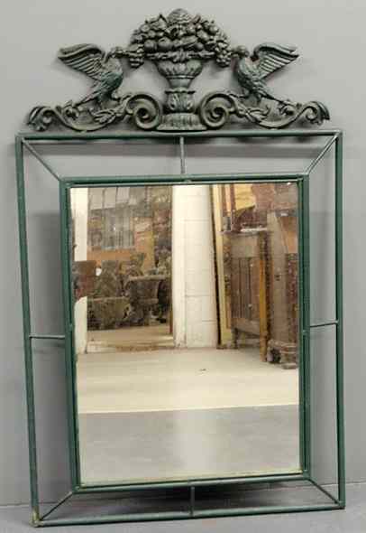 Appraisal: Large green iron open-work framed mirror x