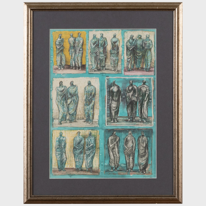 Appraisal: After Henry Moore - Studies of Three Standing Figures Offset