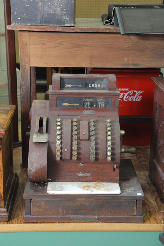 Appraisal: NATIONAL CASH REGISTER S N Mahogany case marble penny shelf