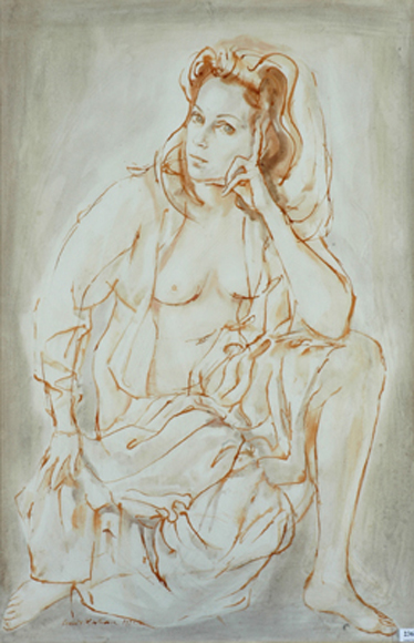 Appraisal: Louis Kahan - Portrait of a Woman watercolour signed and