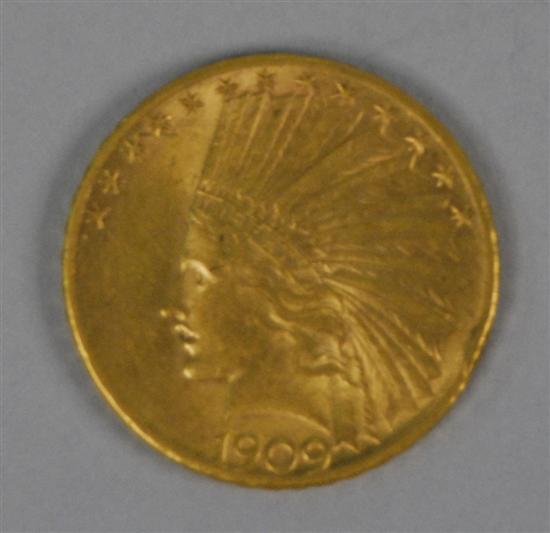 Appraisal: UNITED STATES INDIAN HEAD TEN DOLLAR GOLD COIN dated