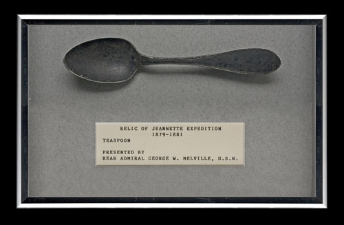 Appraisal: THE JEANNETTE Silver teaspoon from the Jeannette Heavily tarnished framed