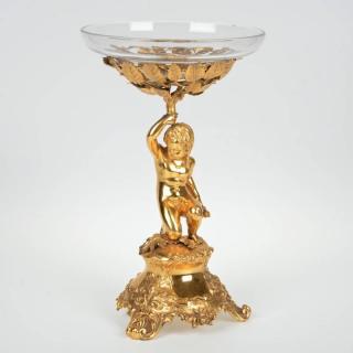 Appraisal: English silver gilt and glass figural compote London circa possible