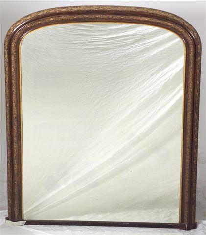 Appraisal: VICTORIAN GRAIN-PAINTED GILT-COMPOSITION OVERMANTEL MIRROR of arched form moulded with