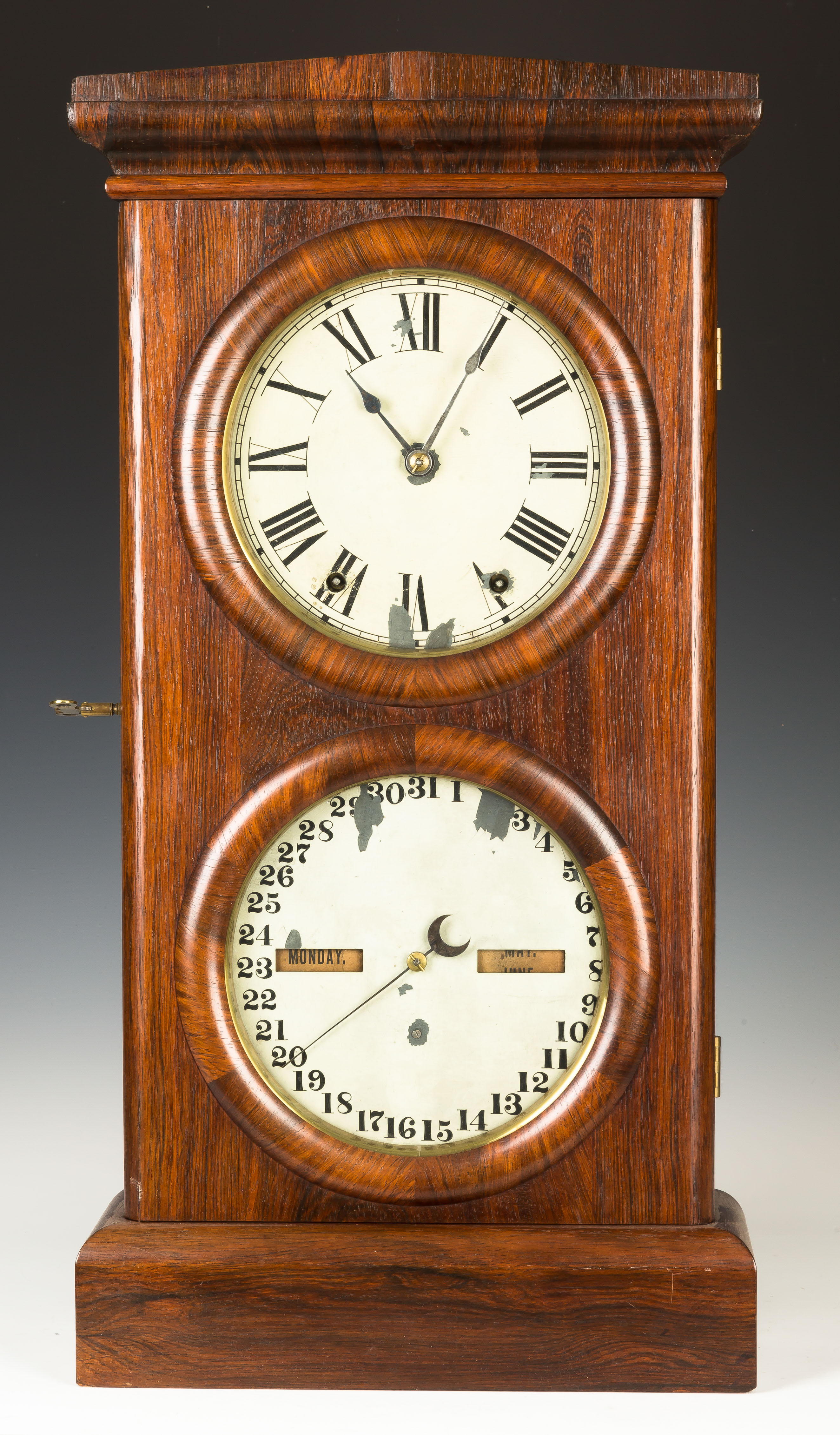 Appraisal: Seth Thomas Parlor Double Dial Calendar Shelf Clock Rosewood case