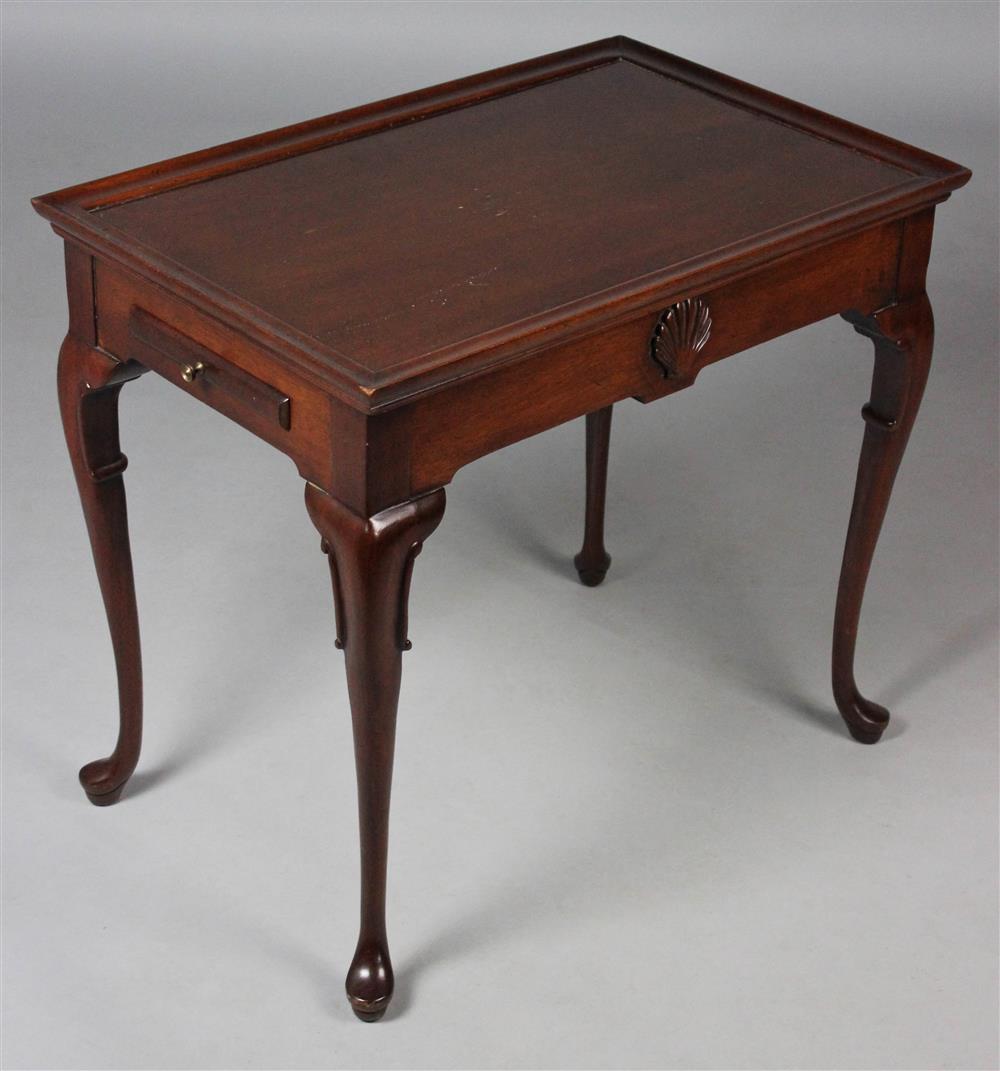 Appraisal: HICKORY CHAIR CARVED MAHOGANY RECTANGULAR TEA TABLE having a rectangular