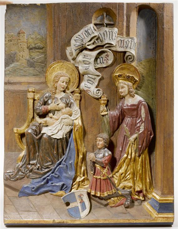 Appraisal: BENEFACTOR RELIEF with the adoration of the enthroned Mary in